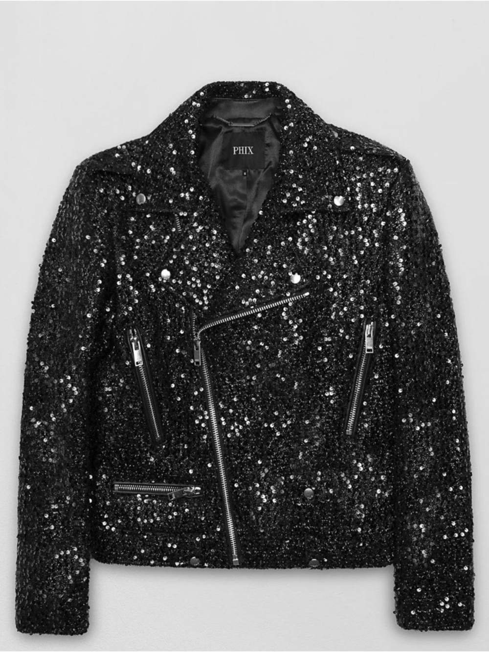 Black Sequin Biker Jacket